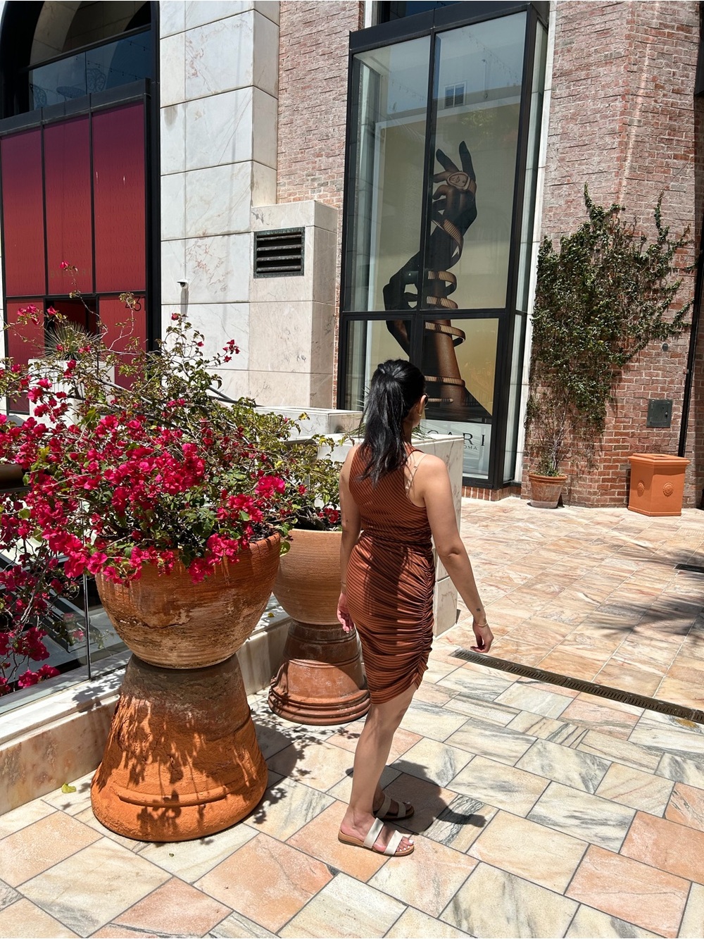 Forever21 Ruched Copper Brown Sleeveless Bodycon Dress